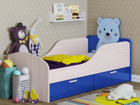 Детская Кровать Мишка с Фотопечатью МДФ (Ш-1630 х В-910 х Г-850 мм/сп. место 800 х 1600 мм)